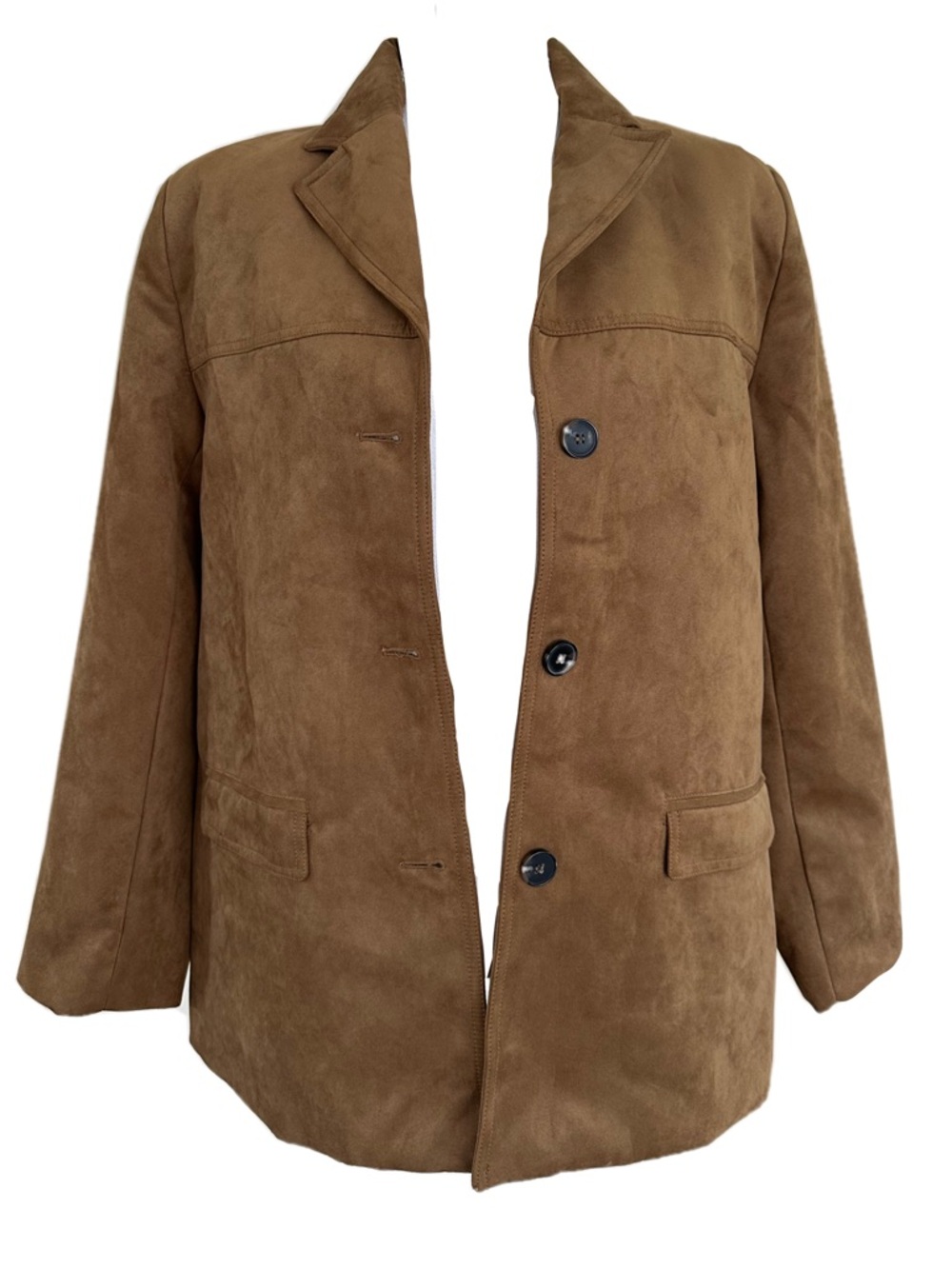 H&M Men's Brown Suede Pea Coat